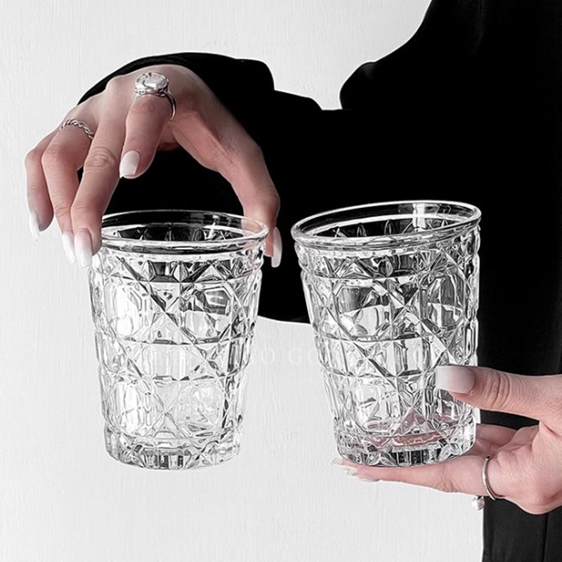 Wine Beer Drink - 2szt 310ml Vintage Diamond Patterned Western